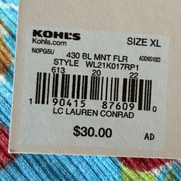 Lauren Conrad Blue Red Floral Short Sleeve Top Casual Women's Size Extra… - Picture 9 of 12